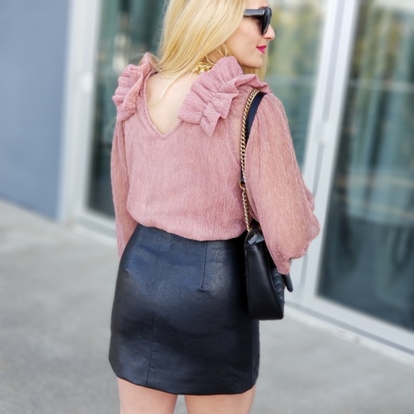 Blush Blouse Top with Gold Threading - Picture 3 of 4